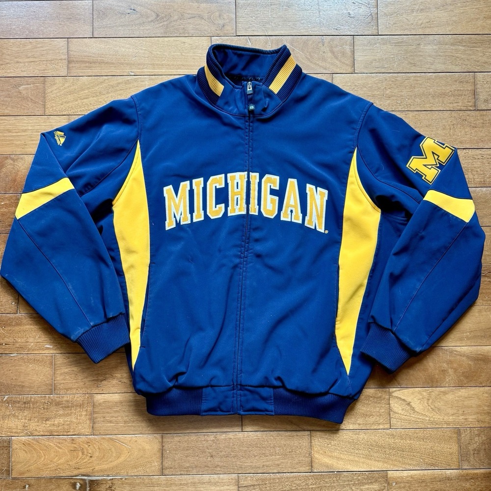 VTG 90s Y2K Michigan Wolverines Jacket Basketball Majestic Coat NCAA Men Sz L